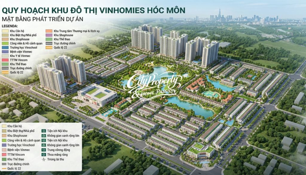 Bản đồ quy hoạch chi tiết 1/500 và mặt bằng phân khu dự án Vinhomes Hóc Môn
