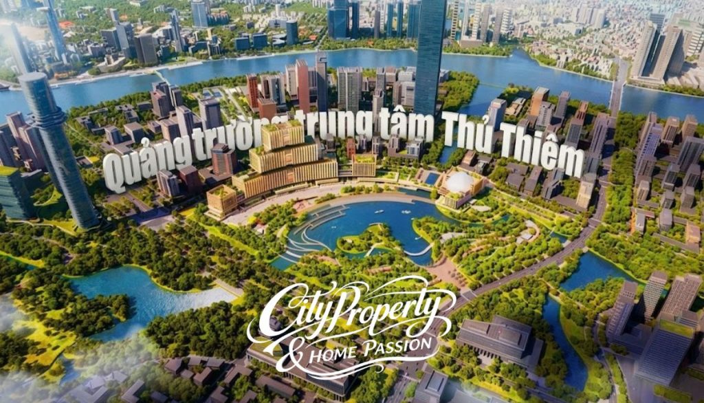 Phối cảnh 3D thiết kế quảng trường trung tâm Thủ Thiêm với hệ thống nhạc nước hiện đại